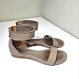 Frye Carson Ankle Zip Gladiator Sandal Gray Taupe Leather 7.5 Women's